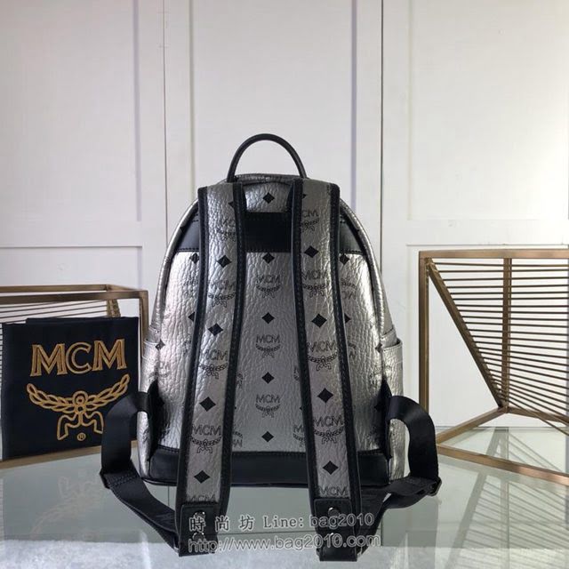 MCM雙肩背包 原單 Dual Stark系列 多功能小號雙肩背包 經典Visetos塗層帆布 金屬鉚釘 高端MCM女後背包  mdmc1186